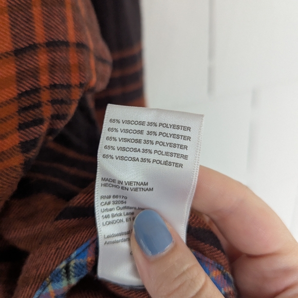 NWOT Urban Outfitters BDG Orange Plaid Flannel Shirt Size Small - Picture 5 of 6